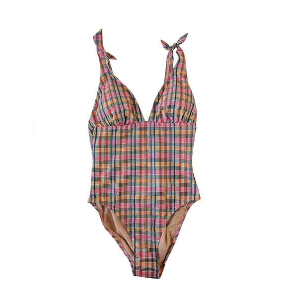 J. Crew Colorful Plaid Madras One-Piece Swimsuit sz 6 NWT - Picture 4 of 10